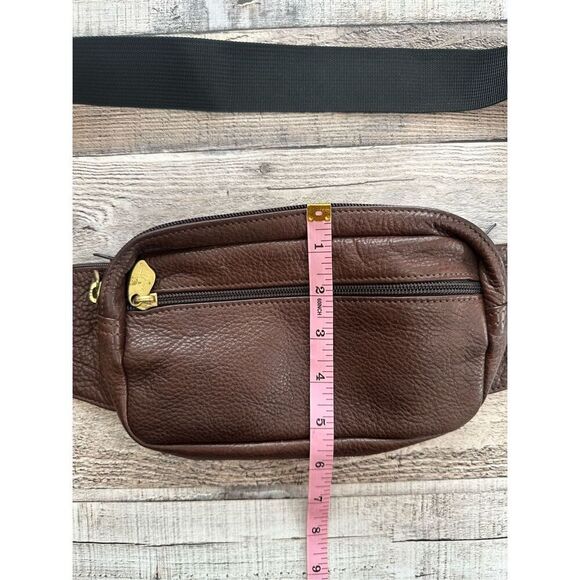 Vintage Libaire Brown Pebble Leather Unisex Waist Belt Bag Fanny Pack One Size - Picture 3 of 9